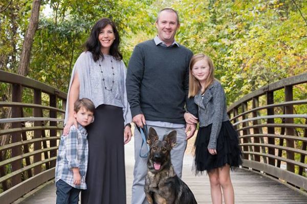 CENTRAL ALUMNUS ERIN LUCAS RUMINATES ON HER TIME AT CENTRAL -- Alumnus Erin Lucas (mid left) and her husband, Mike Lucas, (mid right) devote time with their children Mia (far right) and Evan (far left).