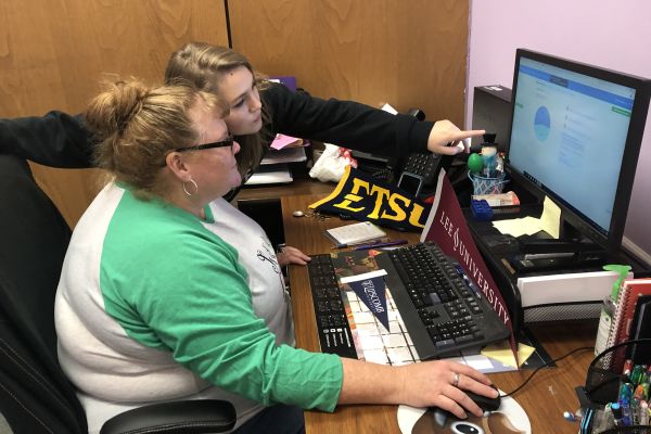 COLLEGE: THE GREAT DECISION -- Mrs. Alexander helps many students look at colleges and apply for scholarships.