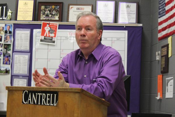 DAVID CARROLL DISCUSSES JOURNALISM CAREER -- Carroll met with the Central Digest during 7th period on Feb 12