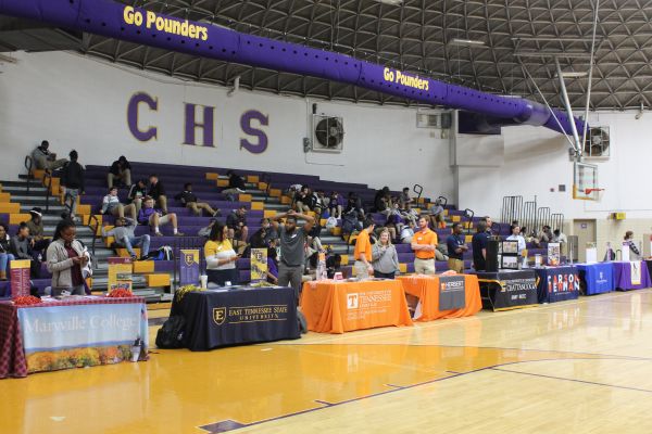 2019 CENTRAL HIGH SCHOOL COLLEGE FAIR-- The booths are set up and ready for curious students to enter.