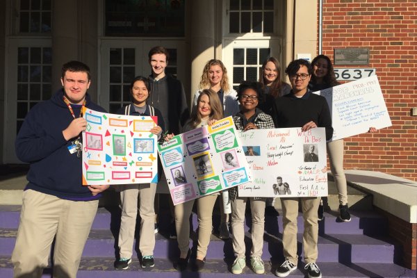 CENTRALS RURITEEN CLUB TEACHES HARRISON ELEMENTARY THE IMPORTANCE BLACK HISTORY MONTH -- Ruriteen Club members pose for a picture with their posters of black history.