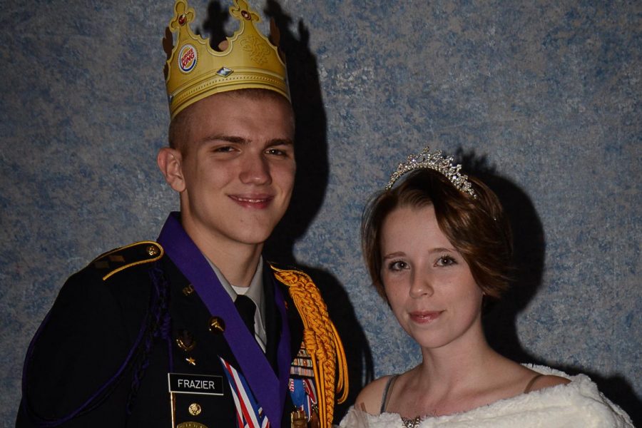 FRAZIER, TEEMS NAMED JROTC ROYALTY AT MILITARY BALL -- Matthew Frazier and Georgia Teems after the crowning ceremony at the Military Ball