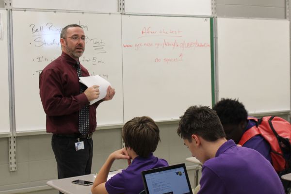 JOHN BRITTINGHAM CONTINUES HIS TEACHING CAREER AT CENTRAL HIGH -- John Brittingham teaches his physical world concepts class.