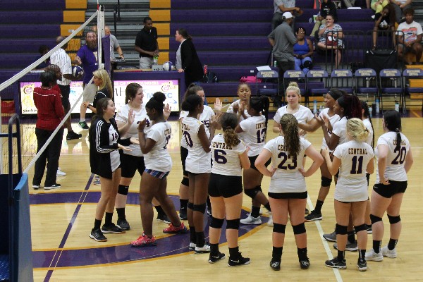 CENTRAL GIRLS VOLLEYBALL POWERS THROUGH THE REST OF THE SEASON -- The Central girls volleyball team is getting ready to start their match.