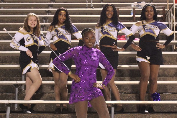  CENTRALS RAPIDLY GROWING MAJORETTE TEAM SHOWS THEIR AMBITION --  Corielle Wimberly leads the Majorettes in the football game against Hixson.