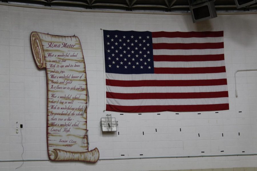 ALMA WHAT? WHY LESS STUDENTS ARE LEARNING THE ALMA MATER -- The lyrics to the Central High School Alma Mater hang next to the American flag in the gym.