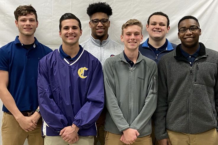 THE CLASS OF 2020 MR. CENTRAL NOMINEES SHOW THEIR SPIRIT — From left to right: Seniors Malcolm Tutton, Andrew Merriweather, Cedric Williams, Patrick Quinn, James Ortiz, and Jordan Hudson are nominated for the 2020 Mr. Central Court.