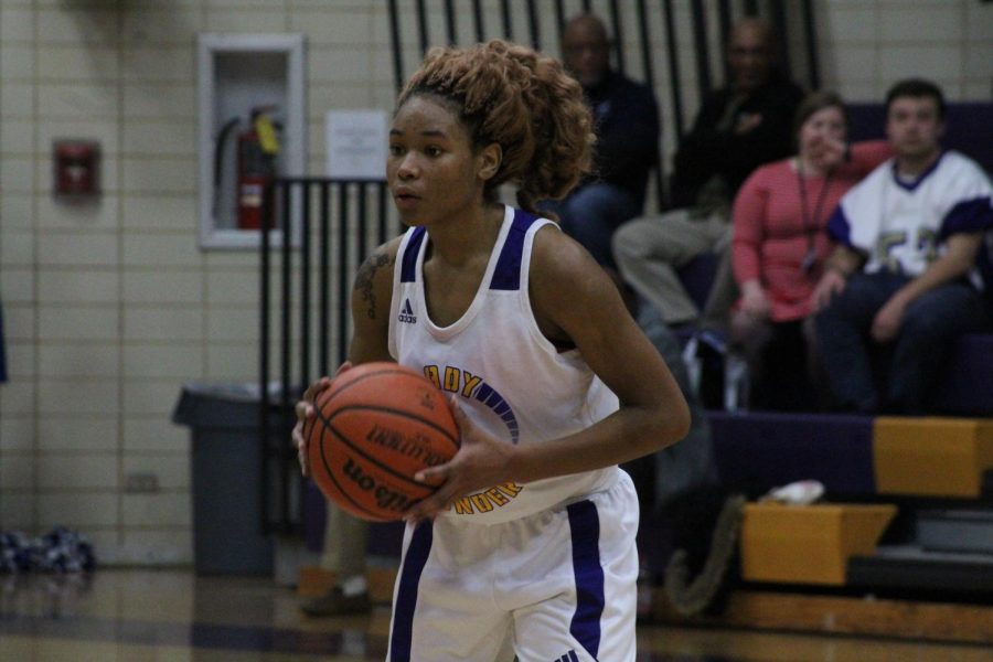 CENTRALS LADY POUNDERS HOLD ANNUAL SENIOR NIGHT ON GAME AGAINST CSAS -- Senior JaNya West is on the court during Fridays game against CSAS.