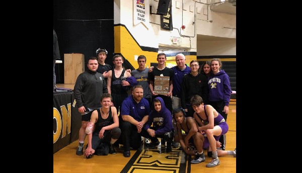 WRESTLING SEASON 2019-2020 COMES TO AN END--  Wrestling players posing at Regionals.