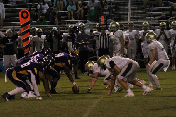 CENTRAL FOOTBALL FALLS TO NOTRE DAME IN THE FIRST GAME OF THE SEASON -- Both teams line up at the 48 yard line with Central in possession. 