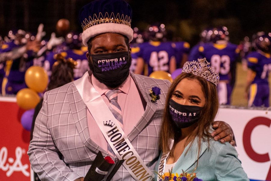 PHOTO GALLERY: HOMECOMING 2020 --Kenyon McCroby and Destiny Smith celebrate being named Homecoming King and Queen.