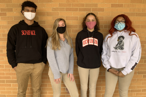 STUDENTS PREPARE FOR DEBATE COMPETITION -- The students that are a part of Centrals debate effort shown left to right: Adrian Copeland, Amber Burchfield, Mischa Johnson, and Mikiah Tate.