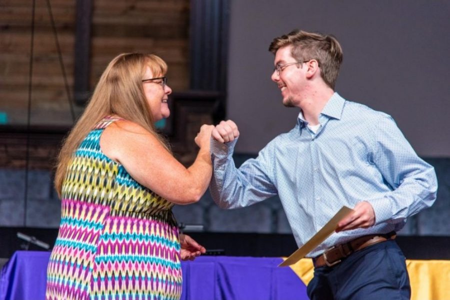 TIME SPANS ON SCHOLARSHIPS BECOME LONGER OVER THE PANDEMIC -- Stacy Alexander and Grant Scutt are elbowing to rejoice in the reception of an Alumni Scholarship. 