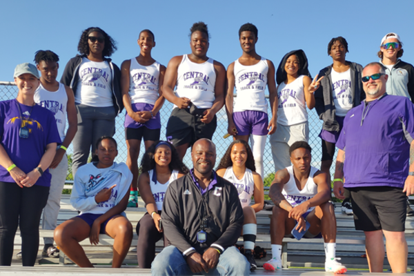 A SUCCESSFUL ENDING TO THE 2021 CENTRAL TRACK SEASON WITH JUNIOR NOAH COLLINS QUALIFYING FOR THE STATE MEET - The Central Track team gathers together for a group picture. 