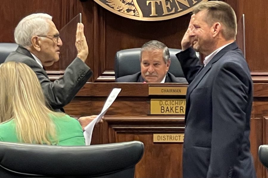 JAMES WALKER IS HAMILTON COUNTYS NEWEST SCHOOL BOARD MEMBER -- James Walker is sworn in as the newest member of the Hamilton County School Board.