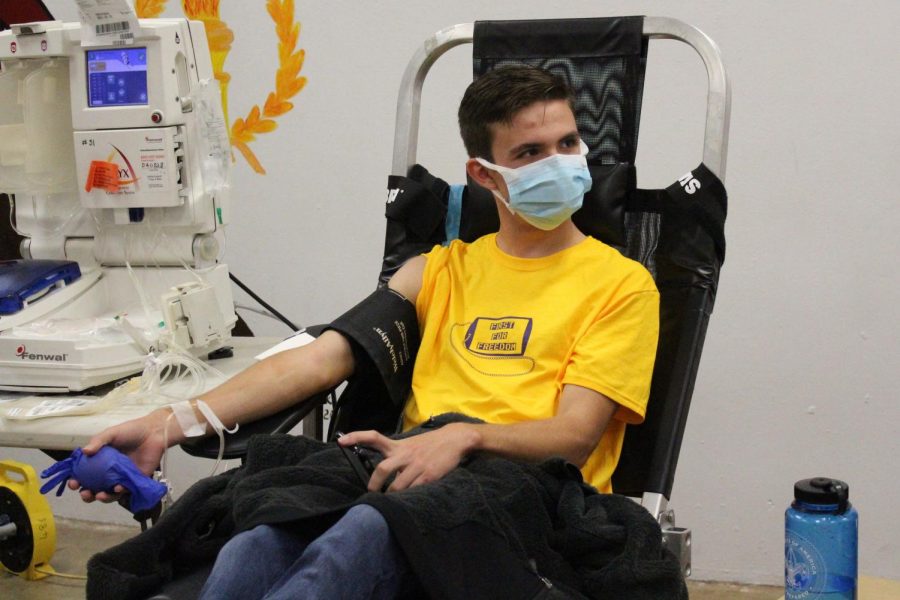 JROTC PROGRAM HOSTS THE FALL 2021 BLOOD DRIVE WITH BLOOD ASSURANCE -- Senior Jack Graham is awaiting to give blood at the Central blood drive on October 1, 2021. 