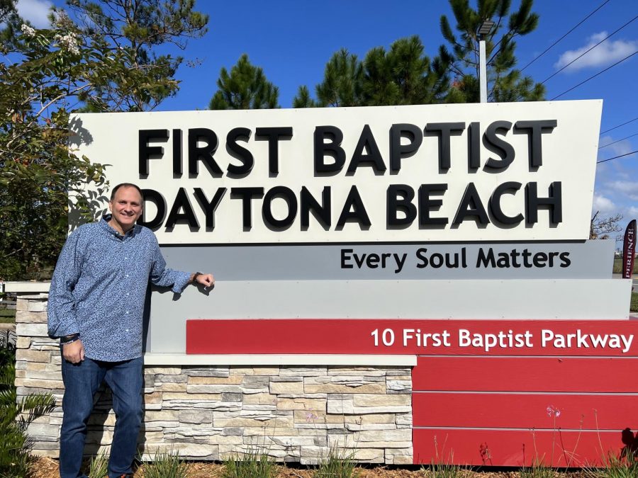 CENTRAL ALUMNI ERIC STITTS DESCRIBES THE LASTING IMPACT CENTRAL HAS ON HIS LIFE -- Eric Stitts stands in front of First Baptist Daytona Beach where he currently serves as Senior Pastor.