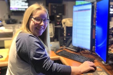 PRODUCING THE NEWS -- Savannah Smith (17) is a producer for WVLT news in Knoxville. She was the editor of the Central Digest in 2016-17. 