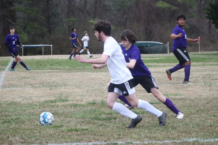 MOVING THE BALL -- Freshman Cayden Hicks steals the ball from a Sequatchie County Indian in a 6-0 loss. 