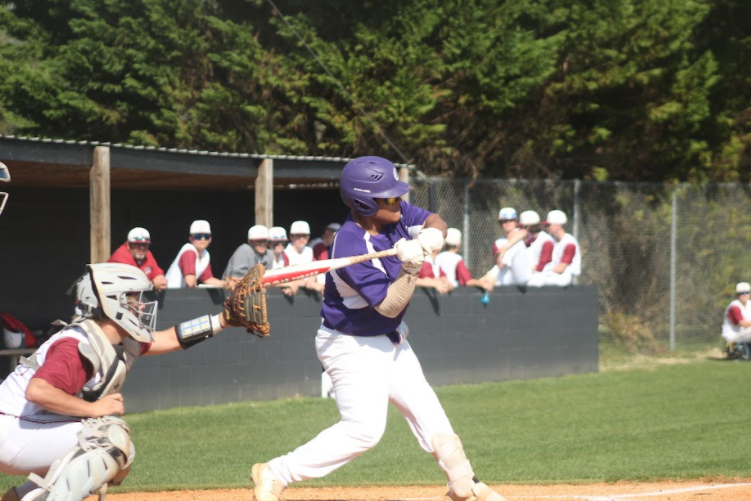 BASEBALL SECURES THREE WINS IN A ROW -- Senior Kion Jones at the plate for the Pounders. 