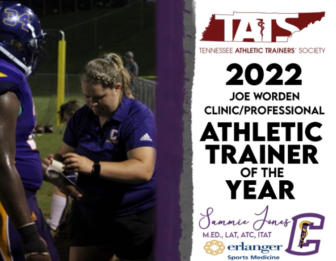 CENTRALS SAMMIE JONES AWARDED JOE WORDEN CLINIC/ ATHLETIC TRAINER OF THE YEAR -- Jones pictured in a graphic. 